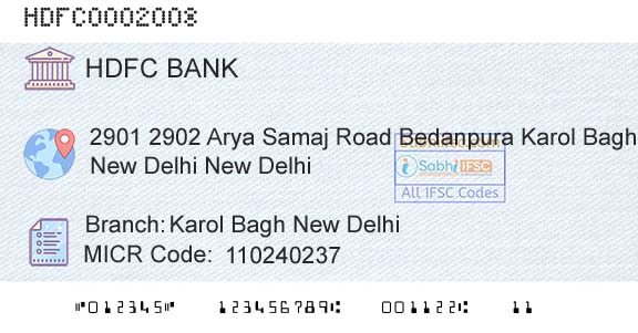 Hdfc Bank Karol Bagh New DelhiBranch 