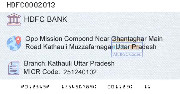 Hdfc Bank Kathauli Uttar PradeshBranch 