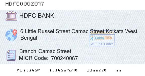 Hdfc Bank Camac StreetBranch 
