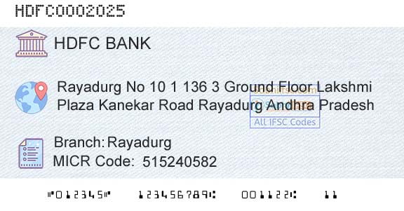 Hdfc Bank RayadurgBranch 