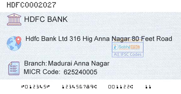 Hdfc Bank Madurai Anna NagarBranch 