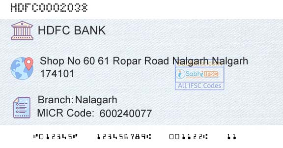 Hdfc Bank NalagarhBranch 