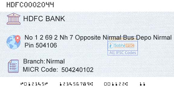 Hdfc Bank NirmalBranch 