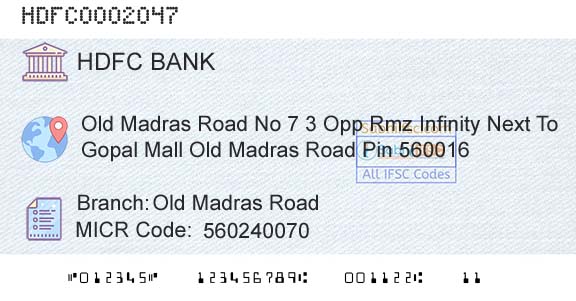 Hdfc Bank Old Madras RoadBranch 