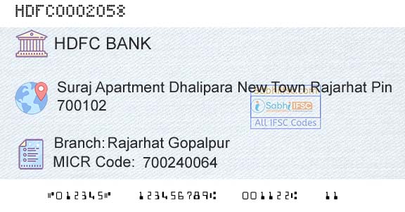 Hdfc Bank Rajarhat GopalpurBranch 