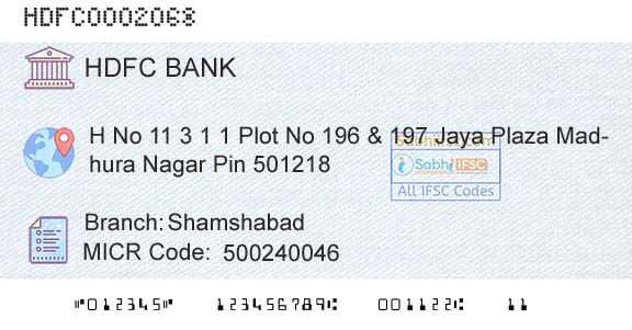 Hdfc Bank ShamshabadBranch 
