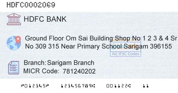 Hdfc Bank Sarigam BranchBranch 