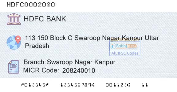 Hdfc Bank Swaroop Nagar KanpurBranch 