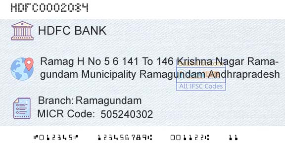 Hdfc Bank RamagundamBranch 