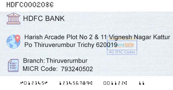 Hdfc Bank ThiruverumburBranch 