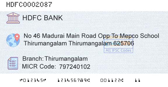 Hdfc Bank ThirumangalamBranch 