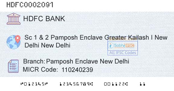 Hdfc Bank Pamposh Enclave New DelhiBranch 