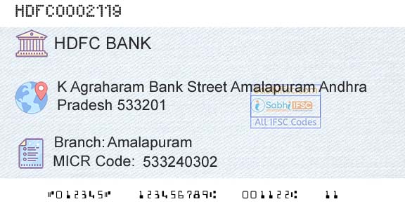 Hdfc Bank AmalapuramBranch 