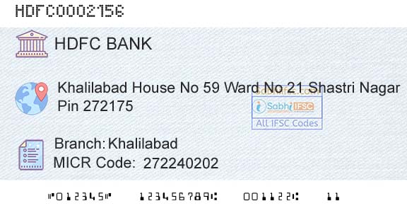 Hdfc Bank KhalilabadBranch 