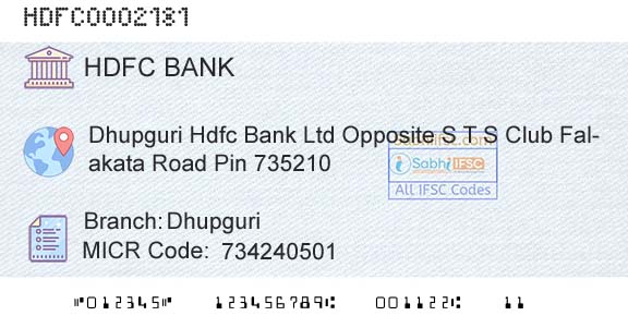 Hdfc Bank DhupguriBranch 