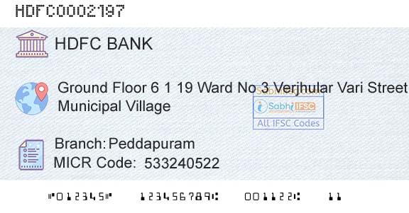 Hdfc Bank PeddapuramBranch 