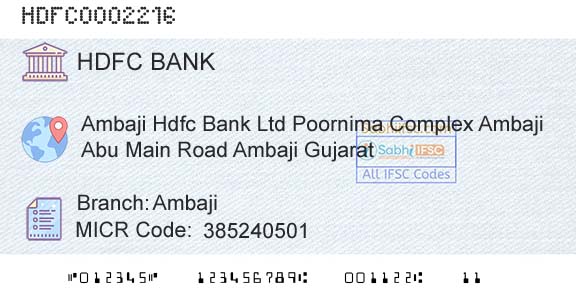 Hdfc Bank AmbajiBranch 
