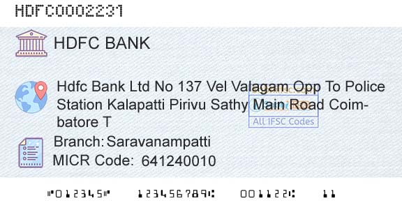 Hdfc Bank SaravanampattiBranch 