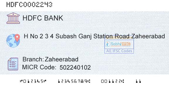 Hdfc Bank ZaheerabadBranch 