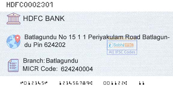Hdfc Bank BatlagunduBranch 