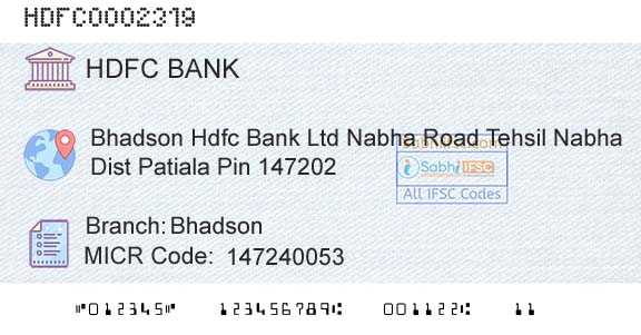 Hdfc Bank BhadsonBranch 