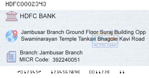 Hdfc Bank Jambusar BranchBranch 