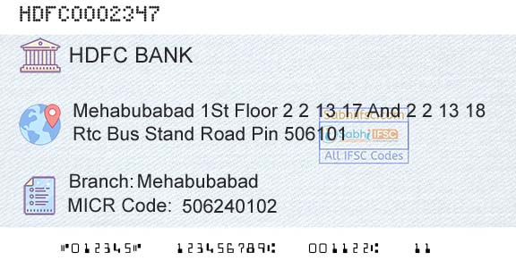 Hdfc Bank MehabubabadBranch 