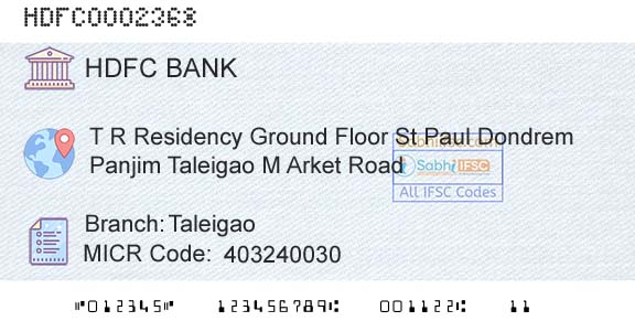 Hdfc Bank TaleigaoBranch 