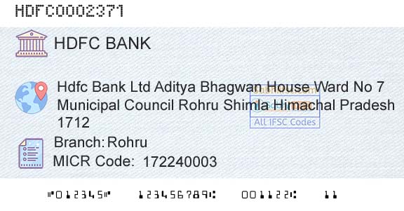 Hdfc Bank RohruBranch 