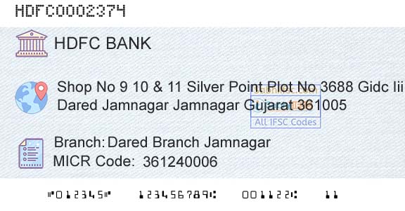 Hdfc Bank Dared Branch JamnagarBranch 