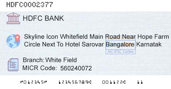 Hdfc Bank White FieldBranch 