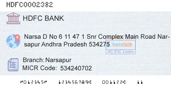 Hdfc Bank NarsapurBranch 