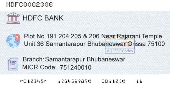 Hdfc Bank Samantarapur BhubaneswarBranch 