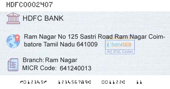 Hdfc Bank Ram NagarBranch 