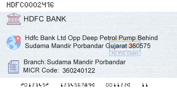Hdfc Bank Sudama Mandir PorbandarBranch 