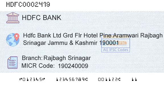 Hdfc Bank Rajbagh SrinagarBranch 