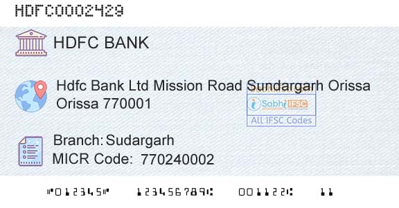 Hdfc Bank SudargarhBranch 