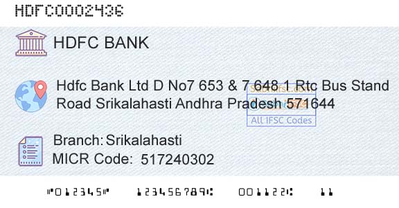 Hdfc Bank SrikalahastiBranch 