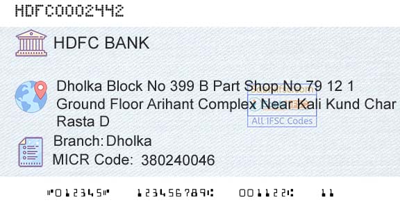 Hdfc Bank DholkaBranch 