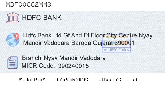 Hdfc Bank Nyay Mandir VadodaraBranch 