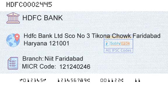 Hdfc Bank Niit FaridabadBranch 