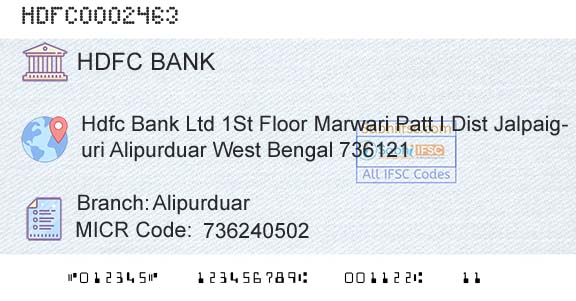 Hdfc Bank AlipurduarBranch 