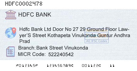 Hdfc Bank Bank Street VinukondaBranch 