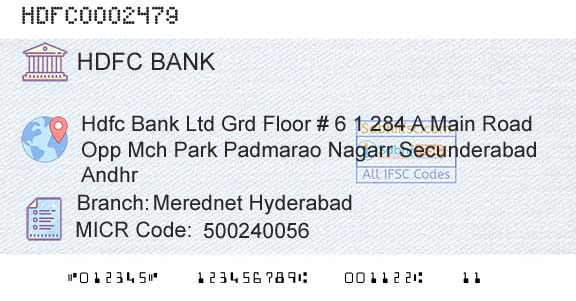 Hdfc Bank Merednet HyderabadBranch 