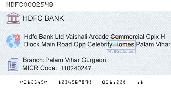 Hdfc Bank Palam Vihar GurgaonBranch 