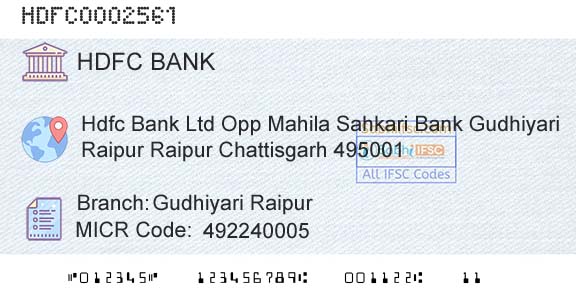 Hdfc Bank Gudhiyari RaipurBranch 
