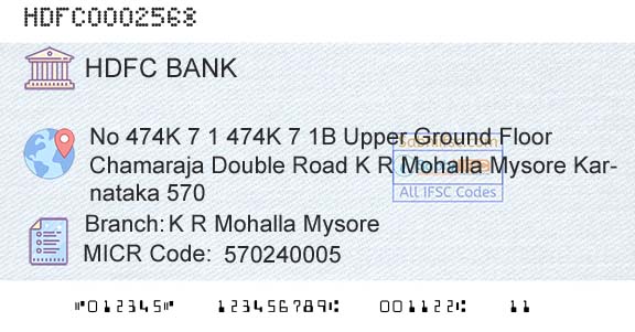 Hdfc Bank K R Mohalla MysoreBranch 