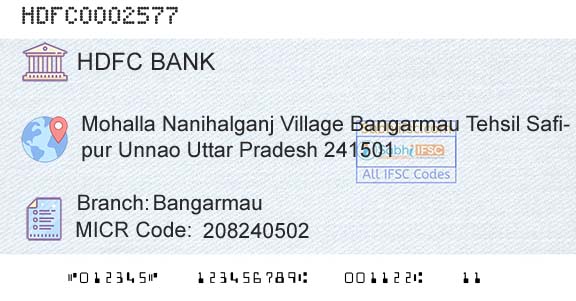 Hdfc Bank BangarmauBranch 
