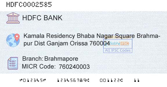Hdfc Bank BrahmaporeBranch 