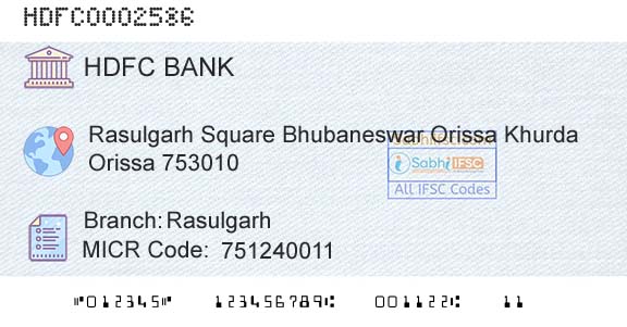Hdfc Bank RasulgarhBranch 